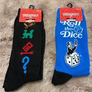 2 pairs Monopoly Game unisex novelty socks, Sz 6.5-12